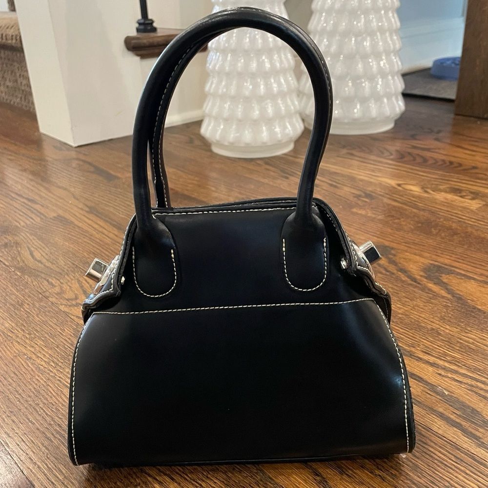 PRIVILEGE PARIS Black Leather Twist-Lock Mini Bag
